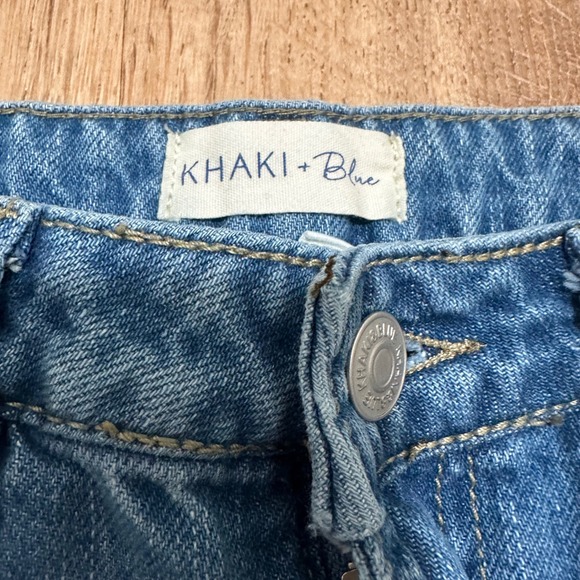 Khaki + Blue | Women's High Rise Medium Wash Wide Leg Denim Blue Jeans, 3/26 - Picture 3 of 6